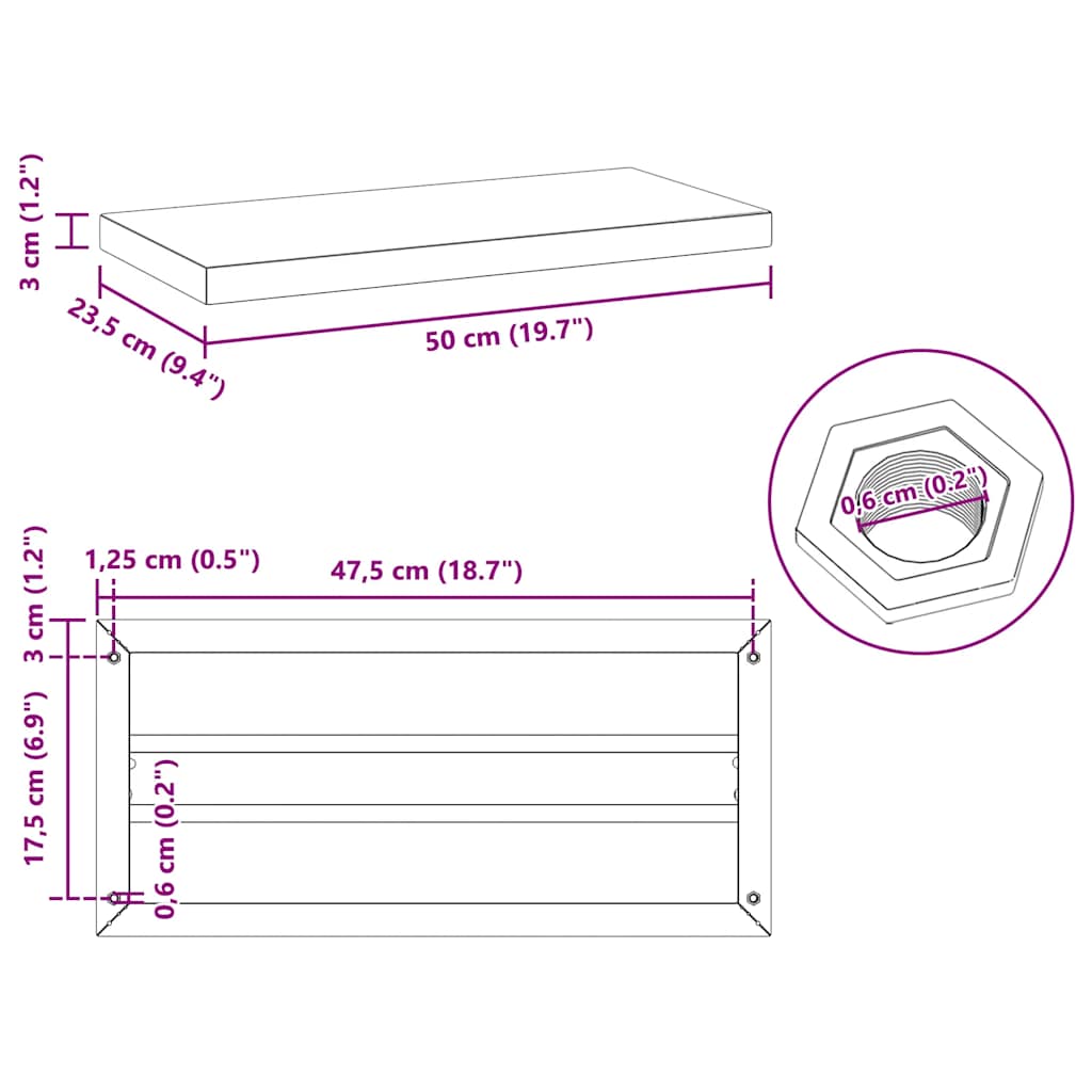 Mensole a Muro 2 pz 50x23,5cm Argento in Acciaio Inossidabile