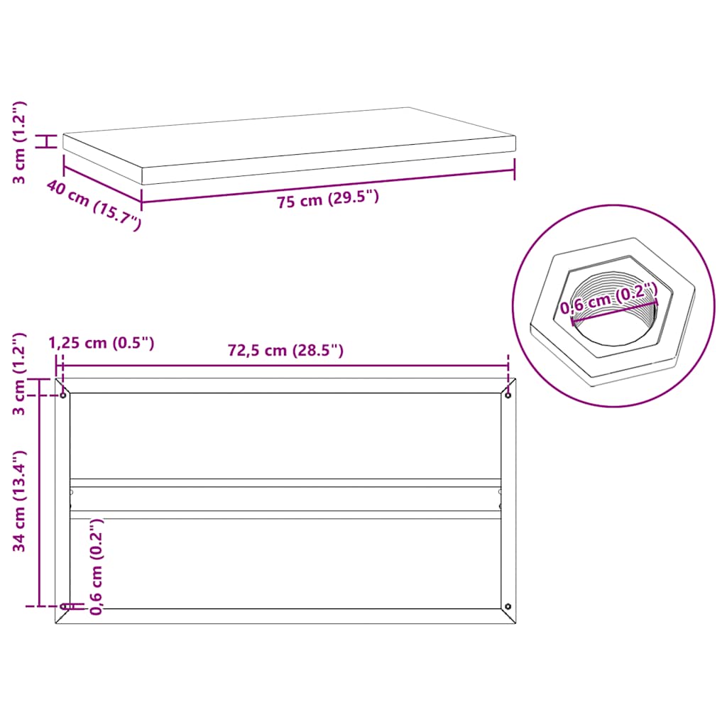 Mensole a Muro 2 pz 75x40 cm Nero in Acciaio Inossidabile