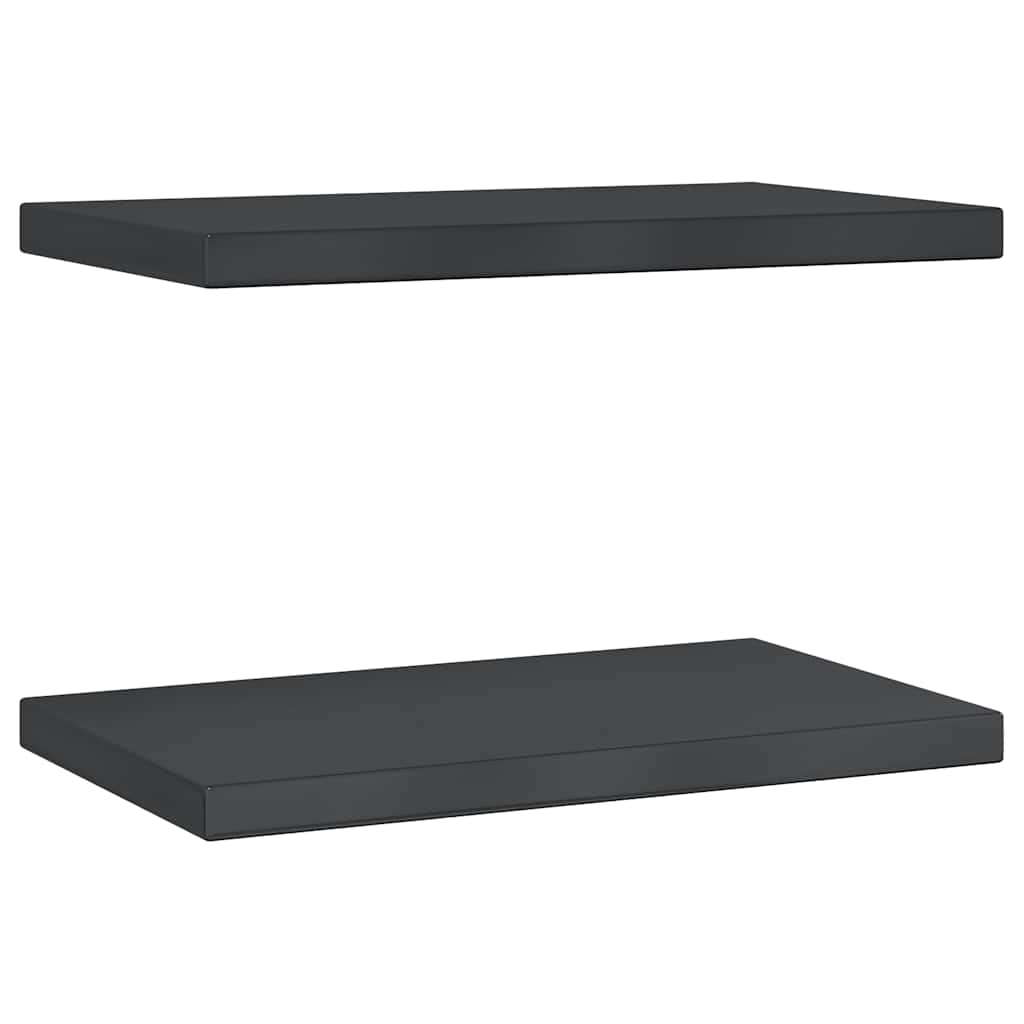 Mensole a Muro 2 pz 50x30 cm Nero in Acciaio Inossidabile