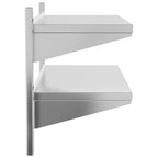 Mensola Muro 2 Ripiani 100x40x60cm Argento Acciaio Inossidabile