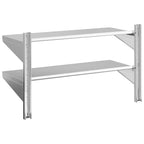 Mensola Muro 2 Ripiani 100x40x60cm Argento Acciaio Inossidabile