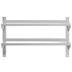 Mensola Muro 2 Ripiani 100x30x60cm Argento Acciaio Inossidabile
