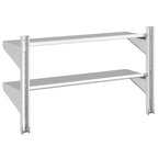 Mensola Muro 2 Ripiani 100x30x60cm Argento Acciaio Inossidabile