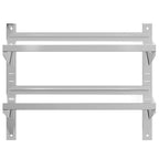 Mensola Muro 2 Ripiani 75x40x60cm Argento Acciaio Inossidabile