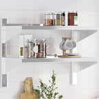 Mensola Muro 2 Ripiani 75x40x60cm Argento Acciaio Inossidabile