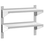Mensola Muro 2 Ripiani 75x30x60cm Argento Acciaio Inossidabile