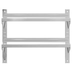 Mensola Muro 2 Ripiani 75x30x60cm Argento Acciaio Inossidabile
