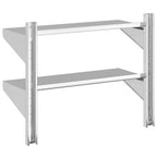 Mensola Muro 2 Ripiani 75x30x60cm Argento Acciaio Inossidabile
