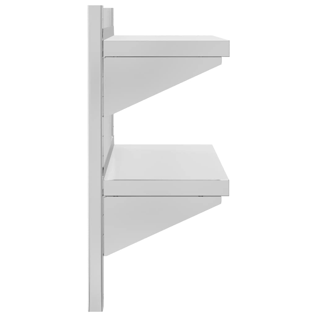 Mensola a Muro 2 Ripiani 75x23,5x60cm Argento in Acciaio Inox