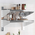 Mensola Muro 2 Ripiani 50x40x48 cm Argento Acciaio Inossidabile