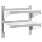 Mensola Muro 2 Ripiani 50x30x48 cm Argento Acciaio Inossidabile