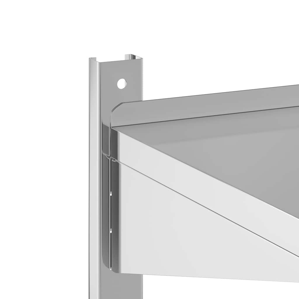 Mensola Muro 2 Ripiani 50x30x48 cm Argento Acciaio Inossidabile
