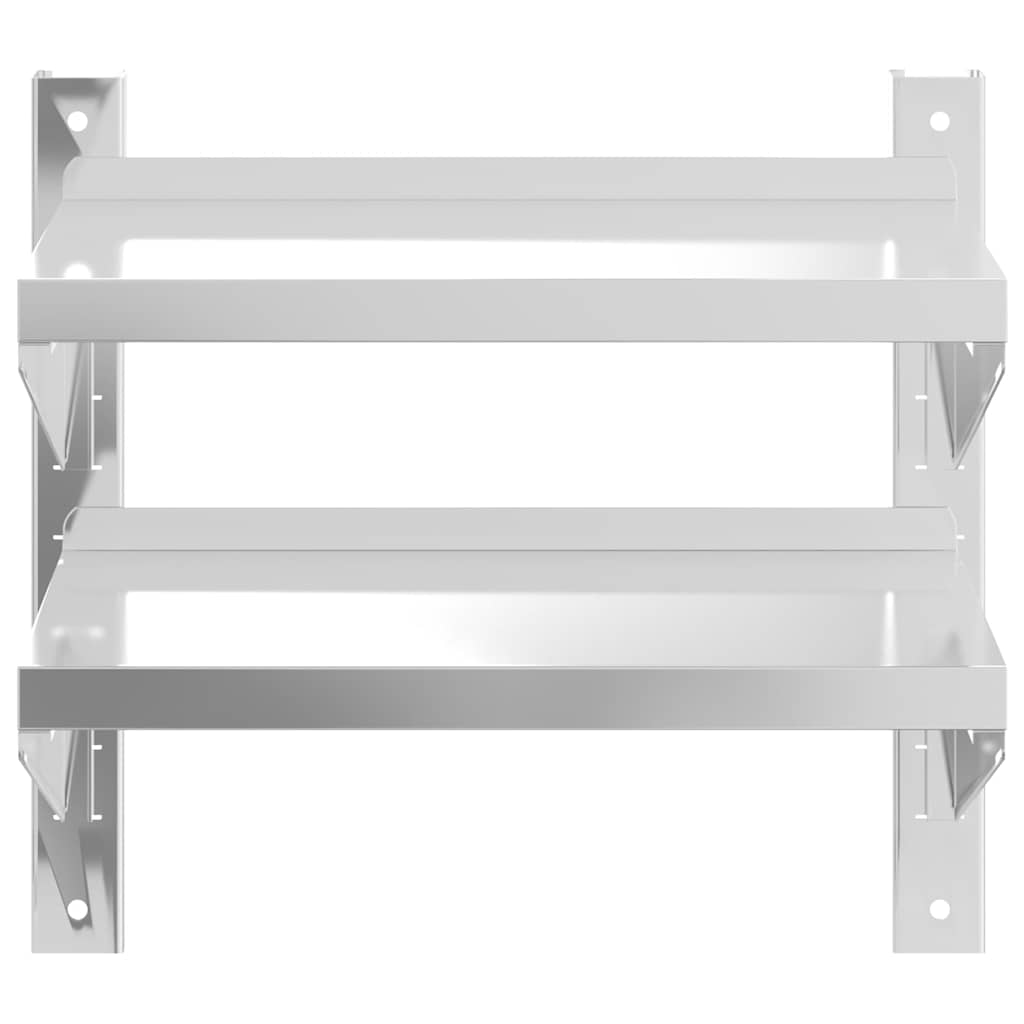 Mensola a Muro 2 Ripiani 50x23,5x48cm Argento in Acciaio Inox