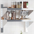 Mensola a Muro 2 Ripiani 50x23,5x48cm Argento in Acciaio Inox