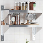 Mensola a Muro 2 Ripiani 50x23,5x48cm Argento in Acciaio Inox