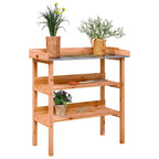 Tavolo Piante con Ripiani Marrone 78x38x,82,5cm Massello Abete