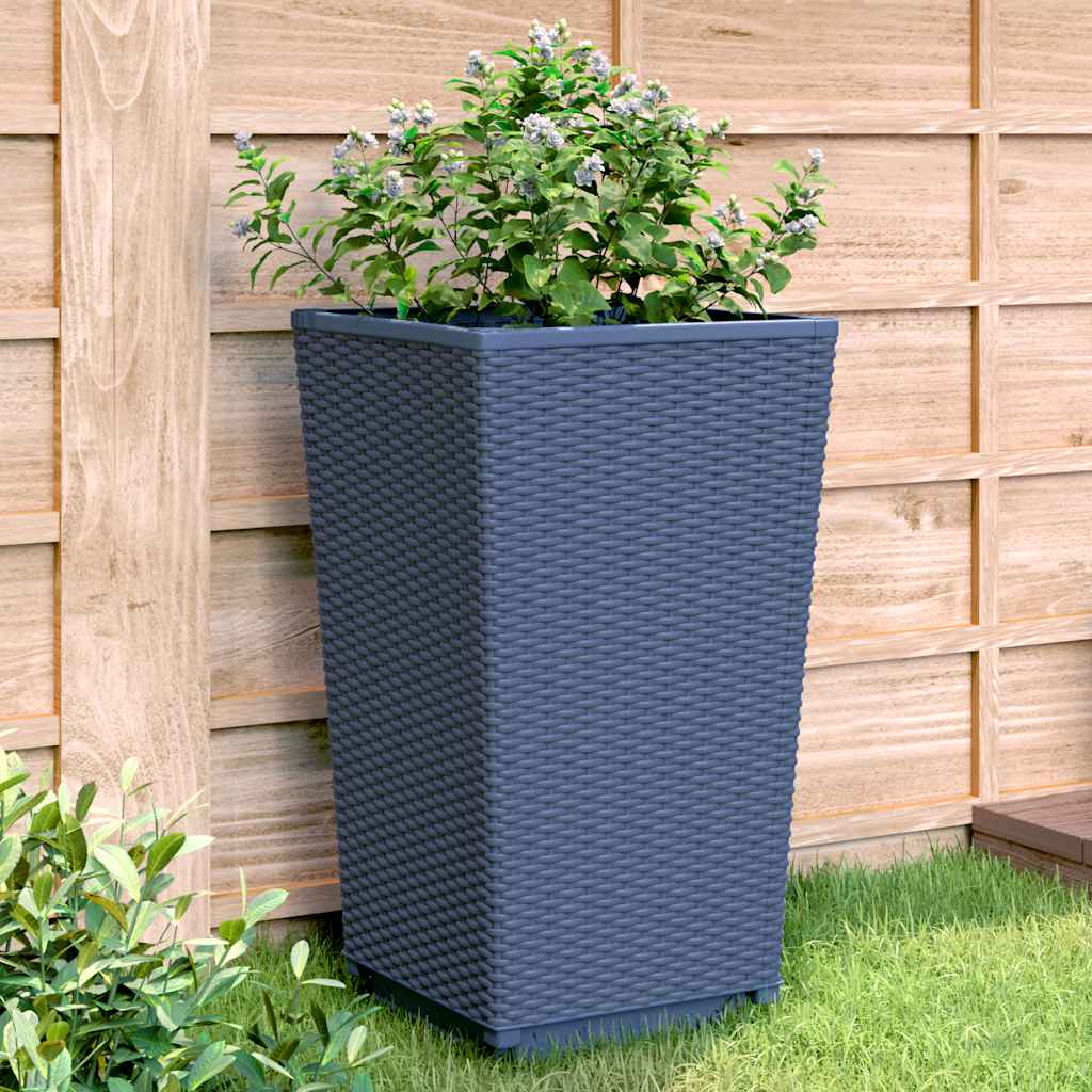 Fioriere da Giardino 2 pz Grigio Blu 32,5x32,5x57 cm in PP