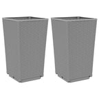 Fioriere da Giardino 2 pz Grigio Chiaro 32,5x32,5x57 cm in PP