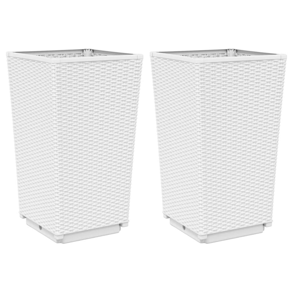 Fioriere da Giardino 2 pz Bianche 32,5x32,5x57 cm in PP