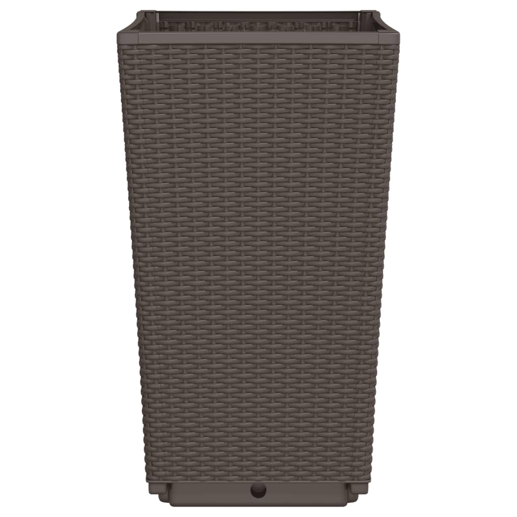 Fioriere da Giardino 2 pz Marrone 32,5x32,5x57 cm in PP