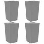Fioriere da Giardino 4 pz Grigio Chiaro 32,5x32,5x57 cm in PP