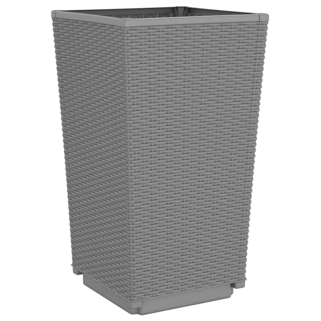 Fioriere da Giardino 4 pz Grigio Chiaro 32,5x32,5x57 cm in PP
