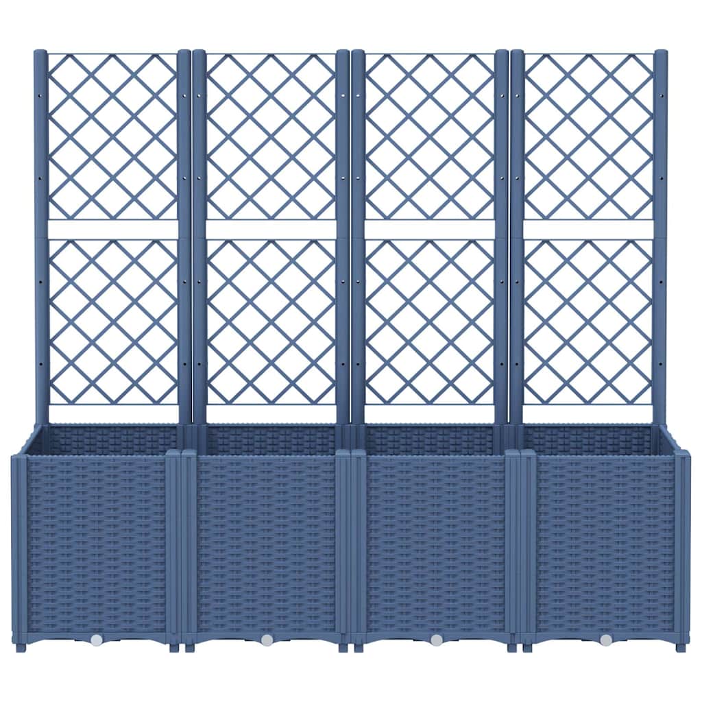 Fioriera Giardino con Traliccio Grigio Blu 160x40x140 cm PP