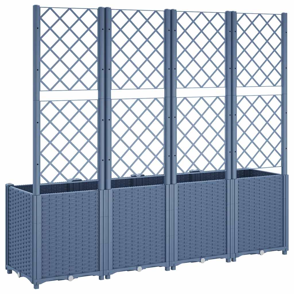 Fioriera Giardino con Traliccio Grigio Blu 160x40x140 cm PP