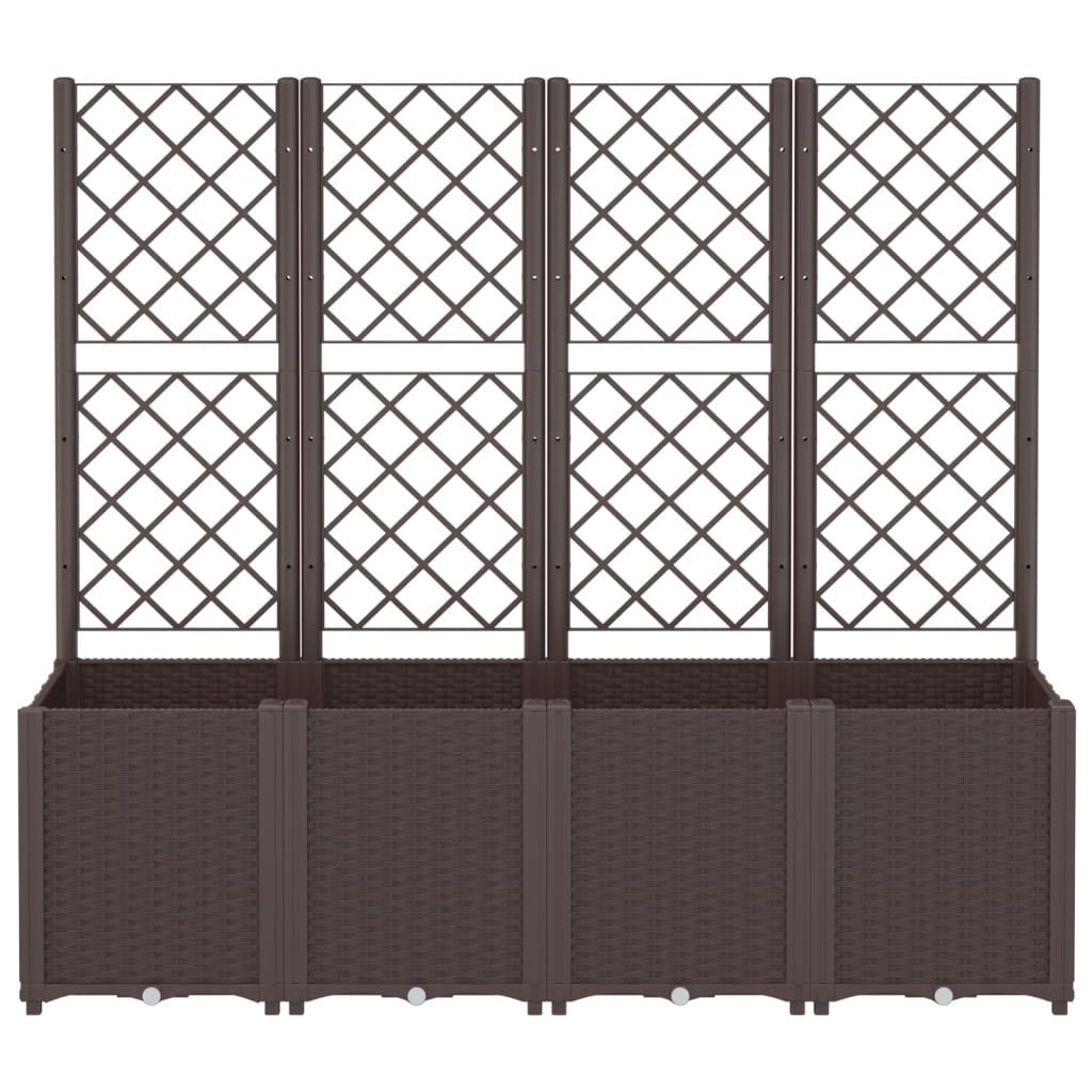 Fioriera da Giardino con Traliccio Marrone 160x40x140 cm in PP