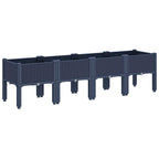 Fioriera da Giardino con Gambe Grigio Blu 160x40x42 cm in PP