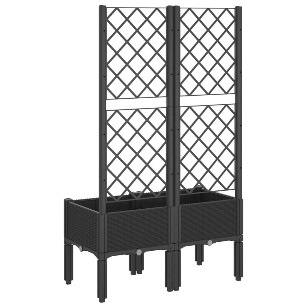Fioriera da Giardino con Traliccio Nera 80x40x142 cm in PP