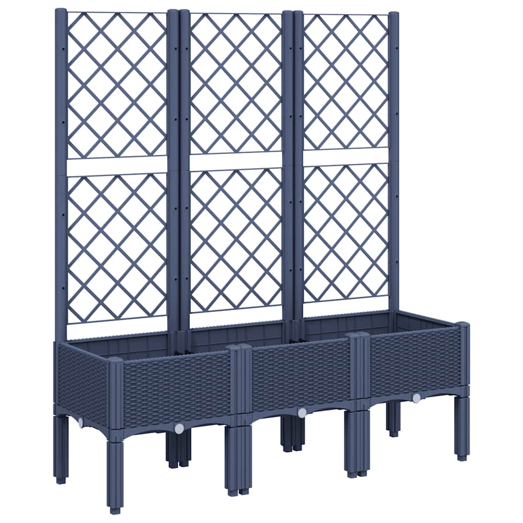 Fioriera Giardino con Traliccio Grigio Blu 120x40x142 cm PP