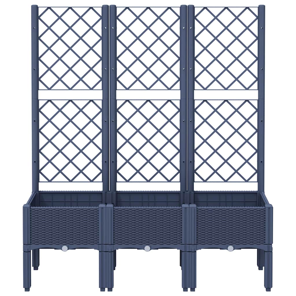 Fioriera Giardino con Traliccio Grigio Blu 120x40x142 cm PP