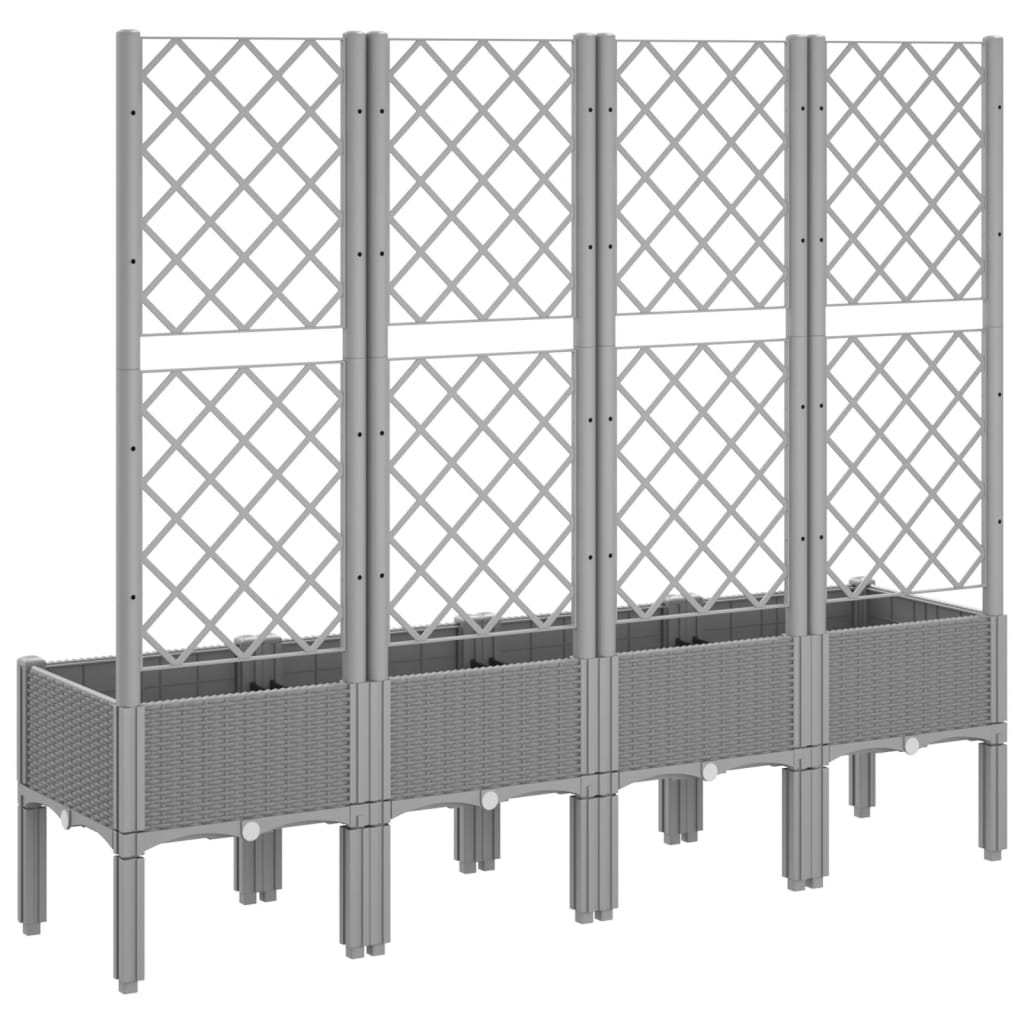 Fioriera Giardino con Traliccio Grigio Chiaro 160x40x142 cm PP