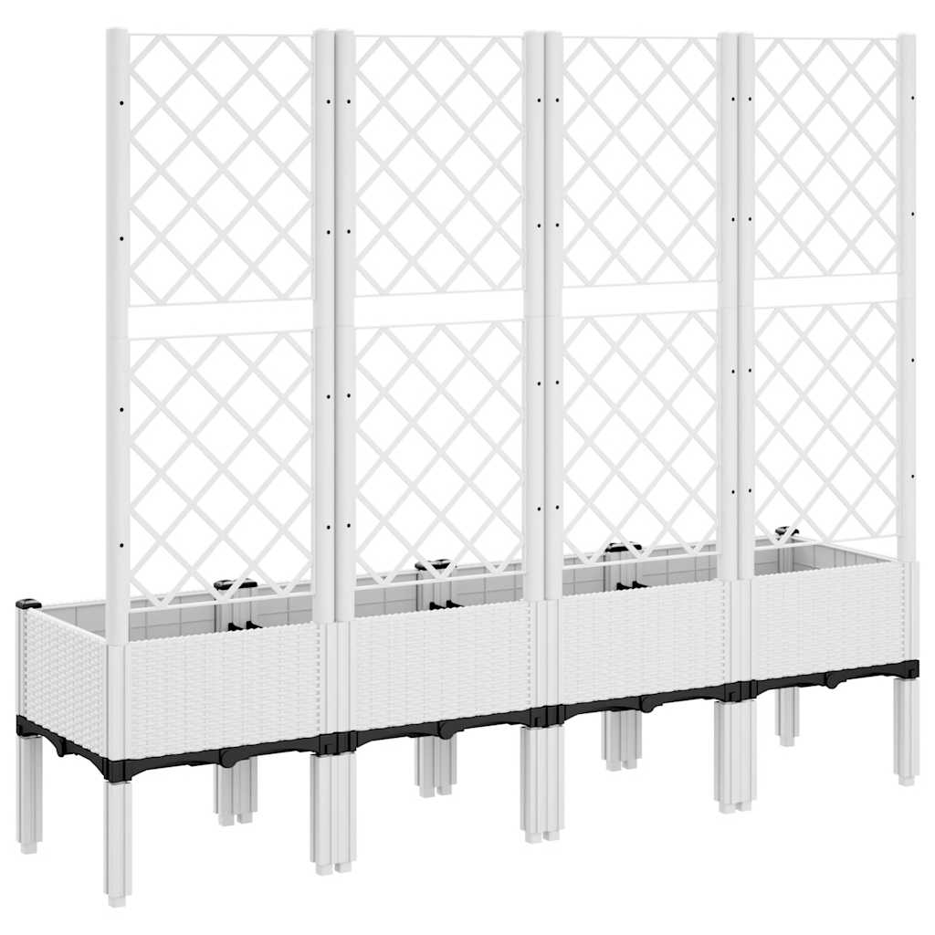 Fioriera da Giardino con Traliccio Bianco 160x40x142 cm in PP