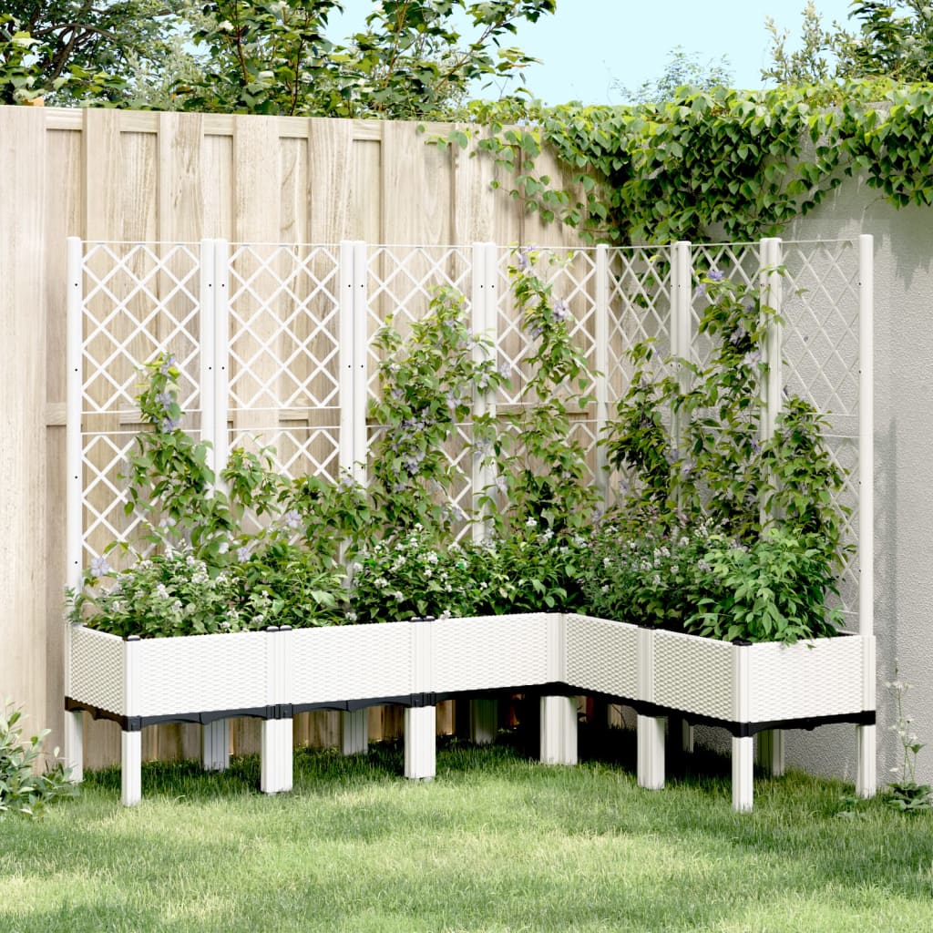 Fioriera da Giardino con Graticcio Bianco 160x120x142 cm in PP