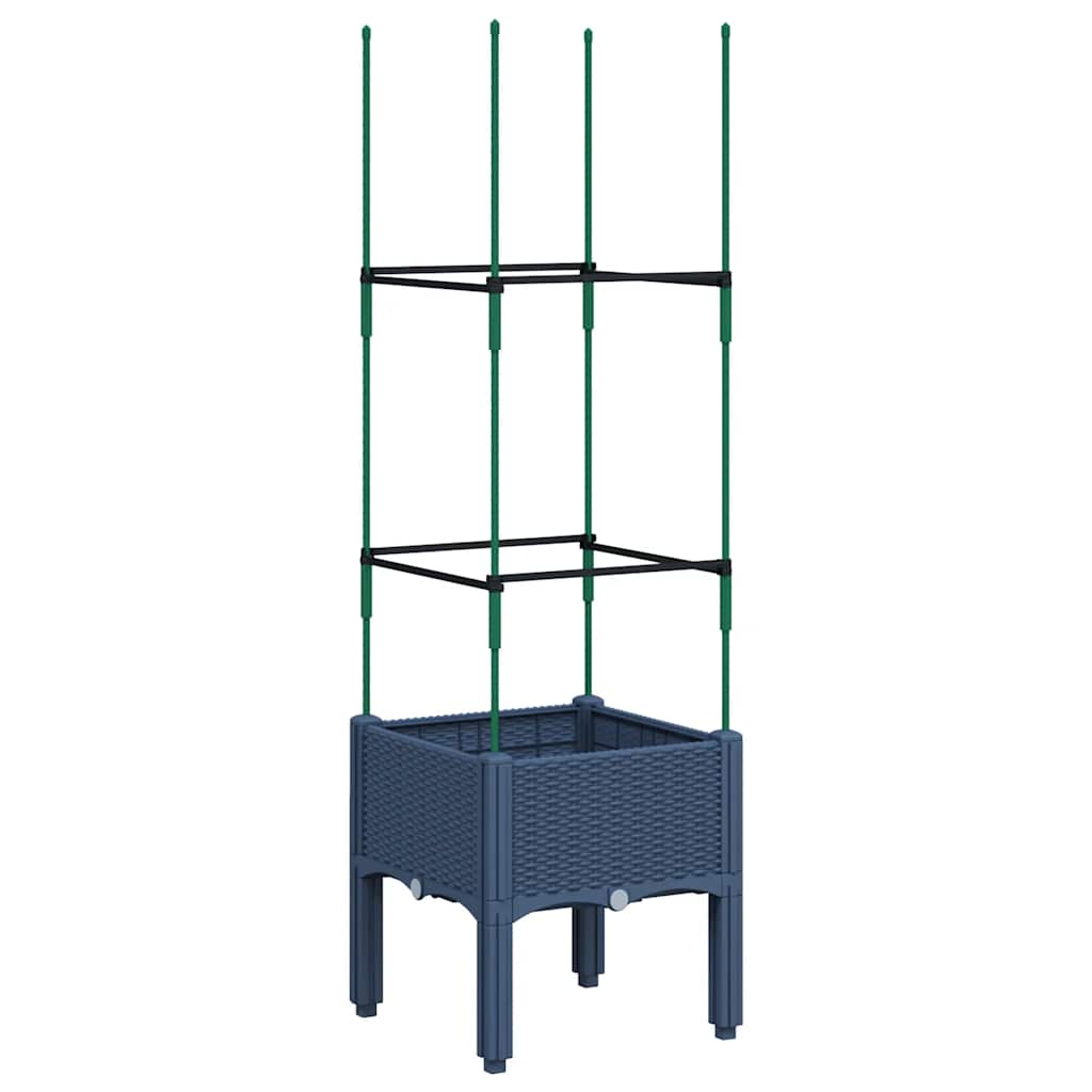 Fioriera da Giardino e Graticcio Grigio Blu 40x40x142,5 cm PP