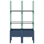 Fioriera da Giardino con Graticcio Grigio Blu 80x40x142,5cm PP