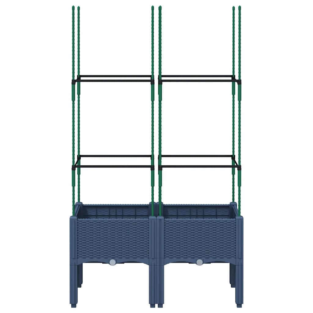 Fioriera da Giardino con Graticcio Grigio Blu 80x40x142,5cm PP