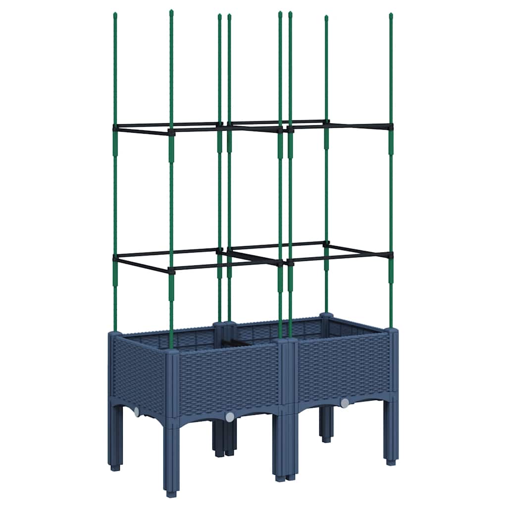 Fioriera da Giardino con Graticcio Grigio Blu 80x40x142,5cm PP
