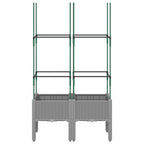 Fioriera da Giardino con Graticcio Grigio 80x40x142,5cm PP