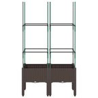 Fioriera da Giardino con Traliccio Marrone 80x40x142,5 cm in PP