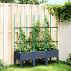 Fioriera Giardino con Traliccio Grigio Blu 120x40x142,5 cm PP
