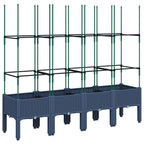 Fioriera Giardino con Traliccio Grigio Blu 160x40x142,5 cm PP