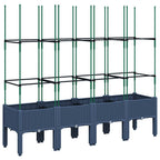Fioriera Giardino con Traliccio Grigio Blu 160x40x142,5 cm PP