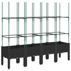 Fioriera da Giardino con Traliccio Nera 160x40x142,5 cm in PP