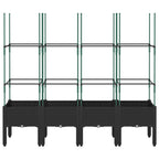 Fioriera da Giardino con Traliccio Nera 160x40x142,5 cm in PP
