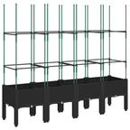 Fioriera da Giardino con Traliccio Nera 160x40x142,5 cm in PP