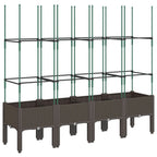 Fioriera da Giardino con Traliccio Marrone 160x40x142,5cm in PP