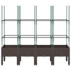 Fioriera da Giardino con Traliccio Marrone 160x40x142,5cm in PP